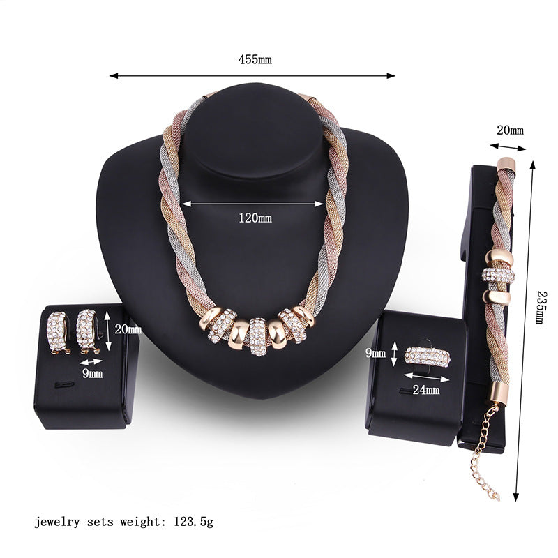 Fashion Gold-plated Four-piece Set With Diamonds