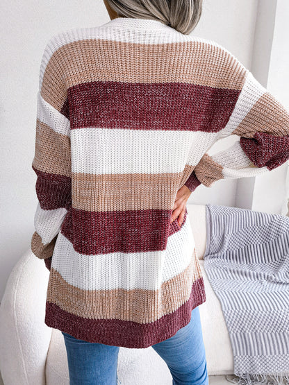 Cardigan à carreaux pour femmes, décontracté, à manches lanternes, veste, vêtements d'extérieur