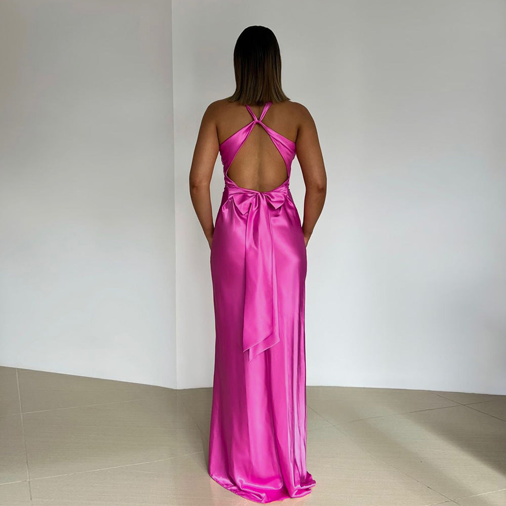 Vestido de satén entallado para mujer con personalidad de moda