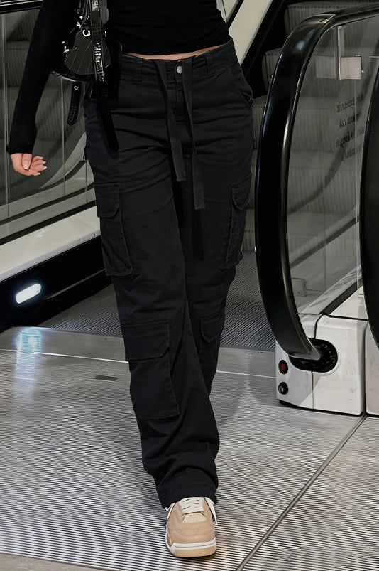 Pantalon long ample de style japonais, design délavé, style américain, tendance.