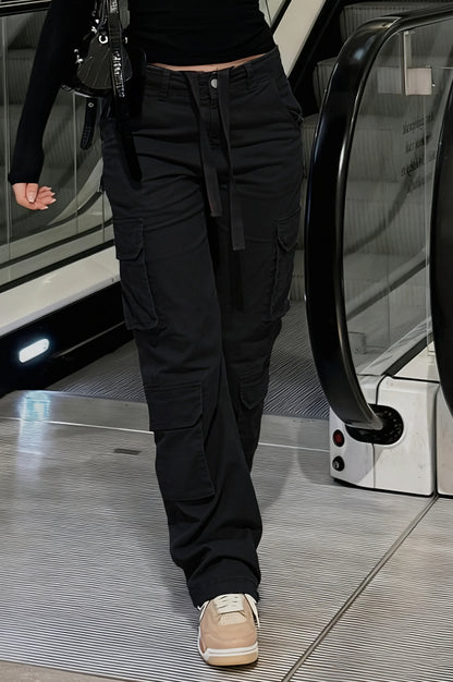 Pantalon long ample de style japonais, design délavé, style américain, tendance.