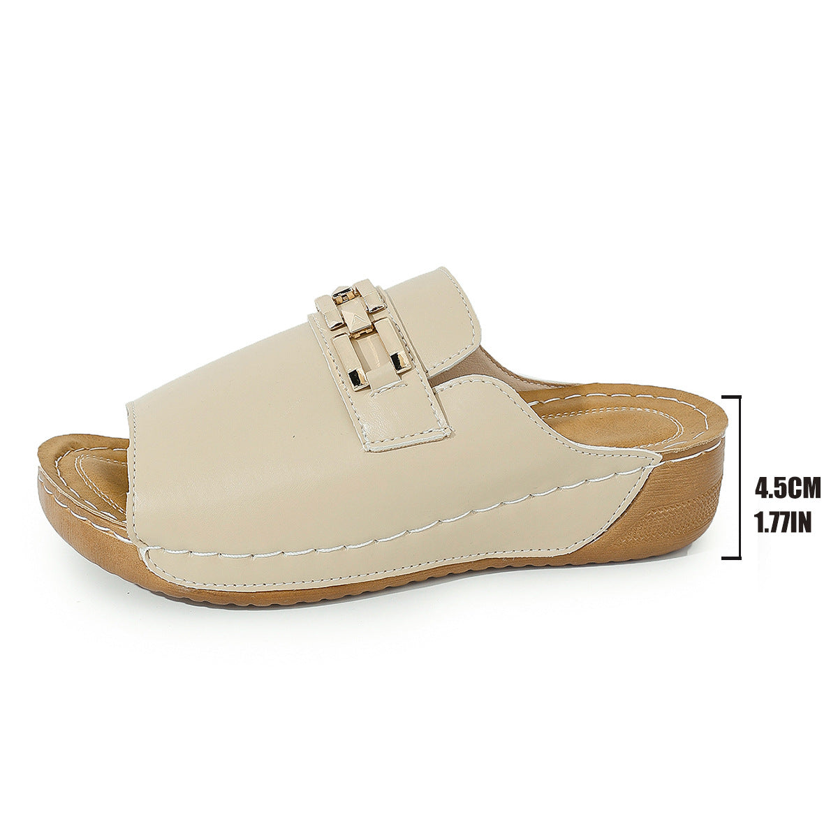 Pantoufles peep toe grande taille avec accessoires métalliques
