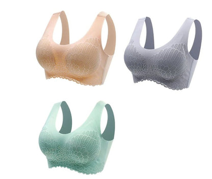 Soutien-gorge de sport en latex thaïlandais naturel 4.0 Angel Wings sans couture une pièce en dentelle pour femme sans armature