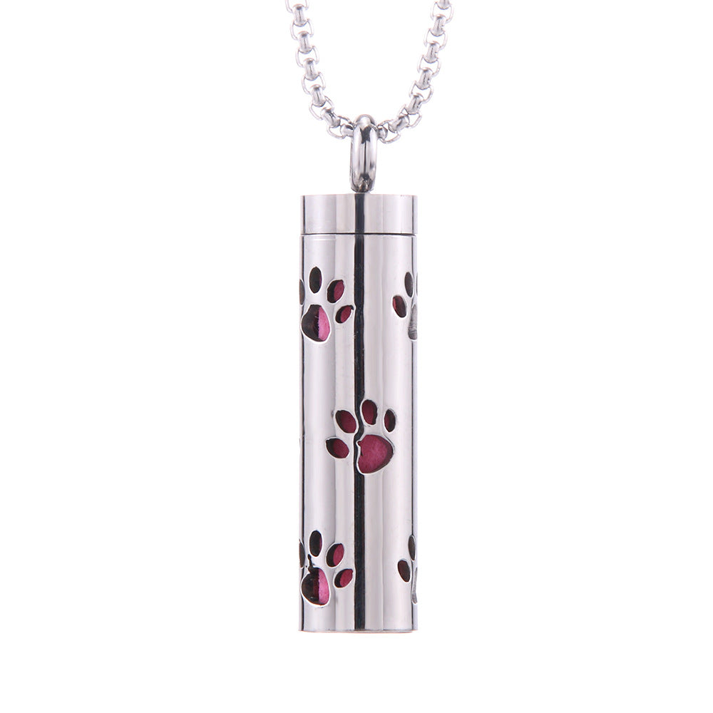 Pendentif diffuseur d'huiles essentielles cylindrique en acier inoxydable