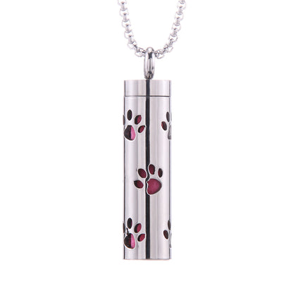 Pendentif diffuseur d'huiles essentielles cylindrique en acier inoxydable