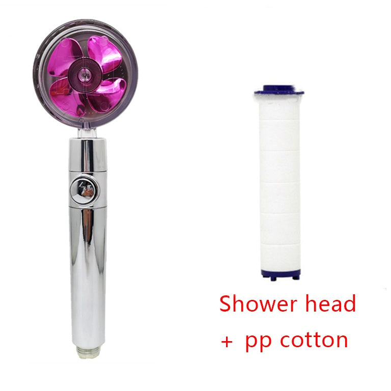 Cabezal de Ducha con Ahorro de Agua, Flujo Giratorio 360 Grados con Pequeño Ventilador, Boquilla Rociadora de Alta Presión de Lluvia de ABS, Accesorios de Baño