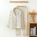 Thin Pure Cotton Double-layer Gauze Lapel Women's Pajamas And Leisure Wear Suit