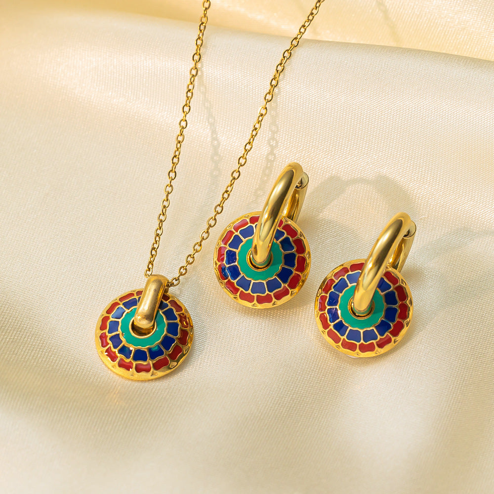 Juego de joyas de acero inoxidable para mujer: collar y pendientes