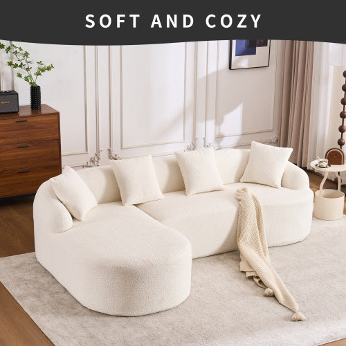 LuxeForm™ – Grey Compression Sofa with Chaise Lounge & 4 Pillows