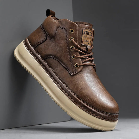 Boots Meridian microfiber mid-top boots with chunky mid heel in brown, AdTec