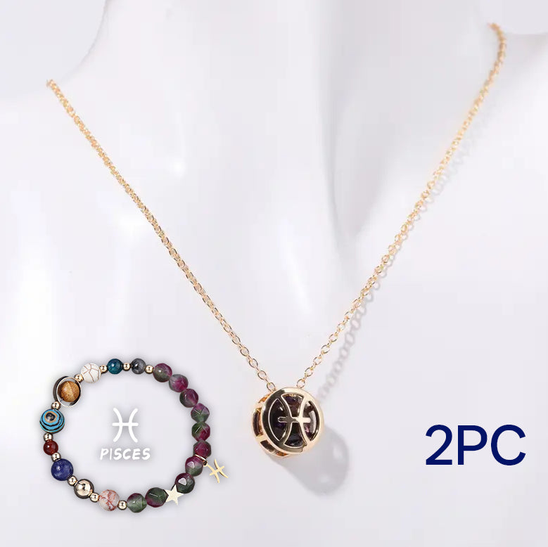 Parure de collier et bracelet en perles de pierre naturelle