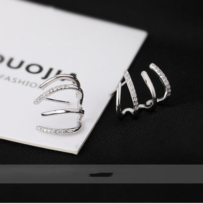 Boucles d'oreilles en argent S925 serties de zircons à quatre griffes