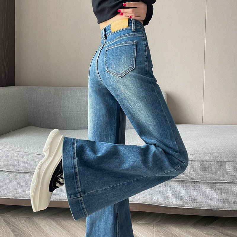 Jean skinny coupe droite à taille cintrée pour femme