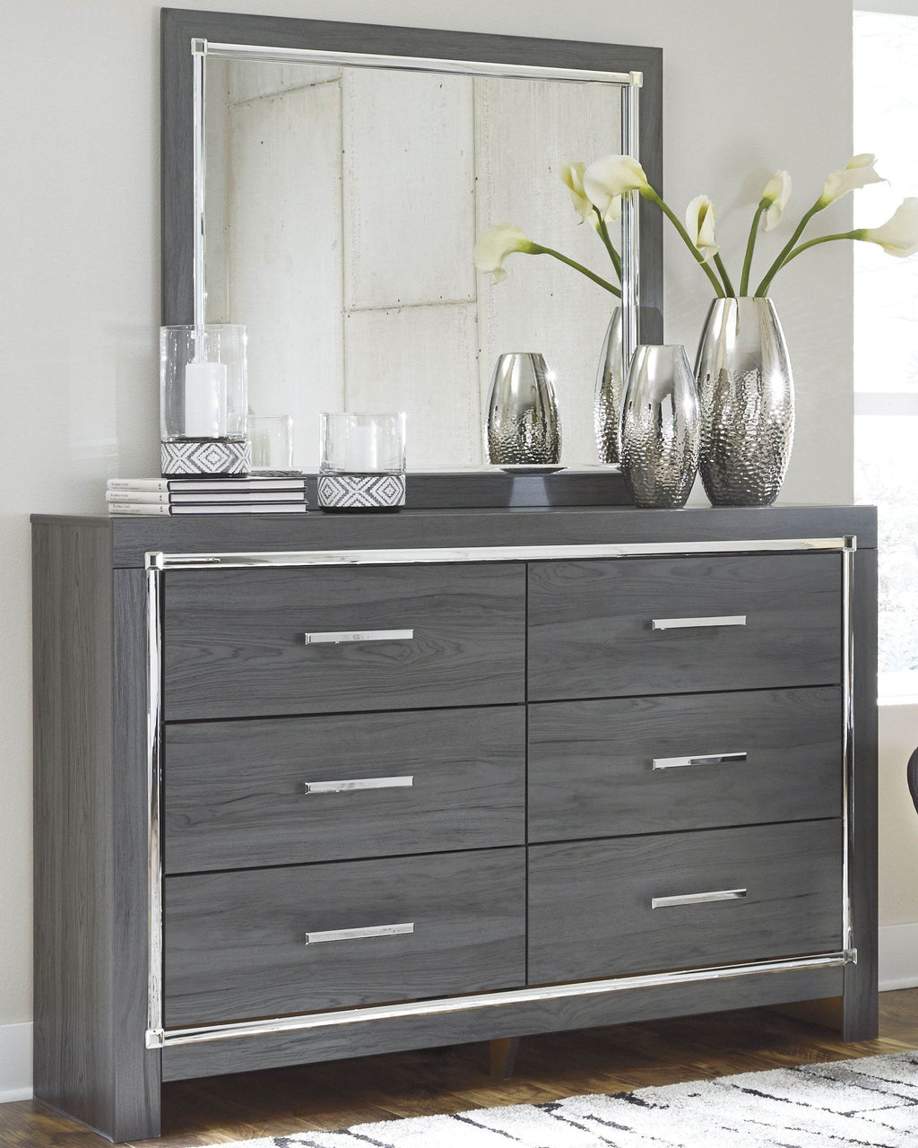 Gray Youth Bedroom Set Modern with LED Lighting Chrome Accents-4