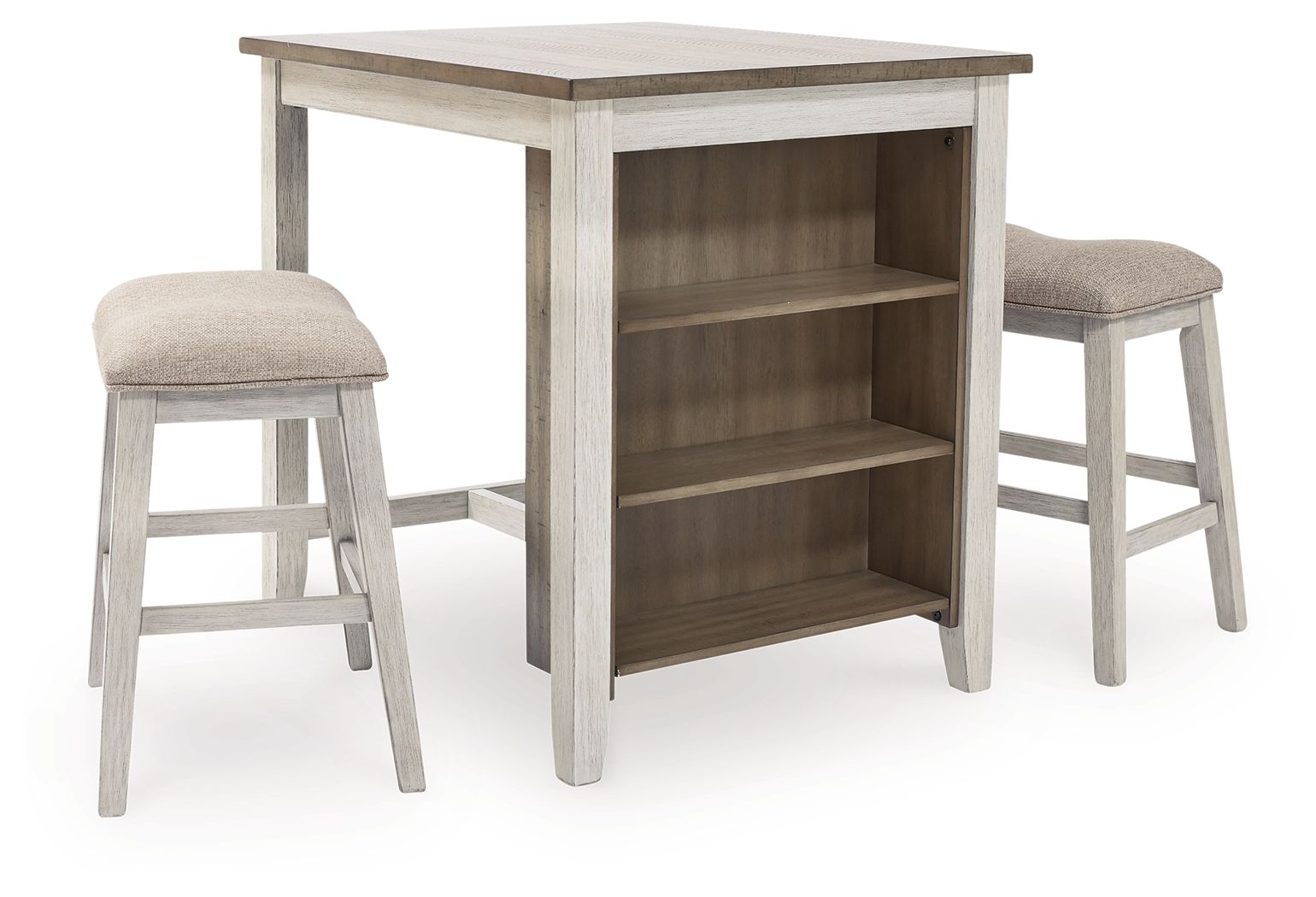 White Modern Rectangular 3 Piece Counter Height Dining Set-0