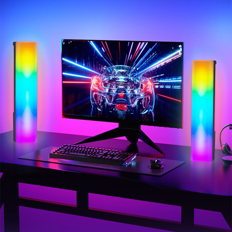 Lámpara de ambiente de mesa RGB 3D con captación de luz, colorida, activada por voz y música, luz rítmica, decoración para el hogar para juegos de PC, para regalos de Navidad