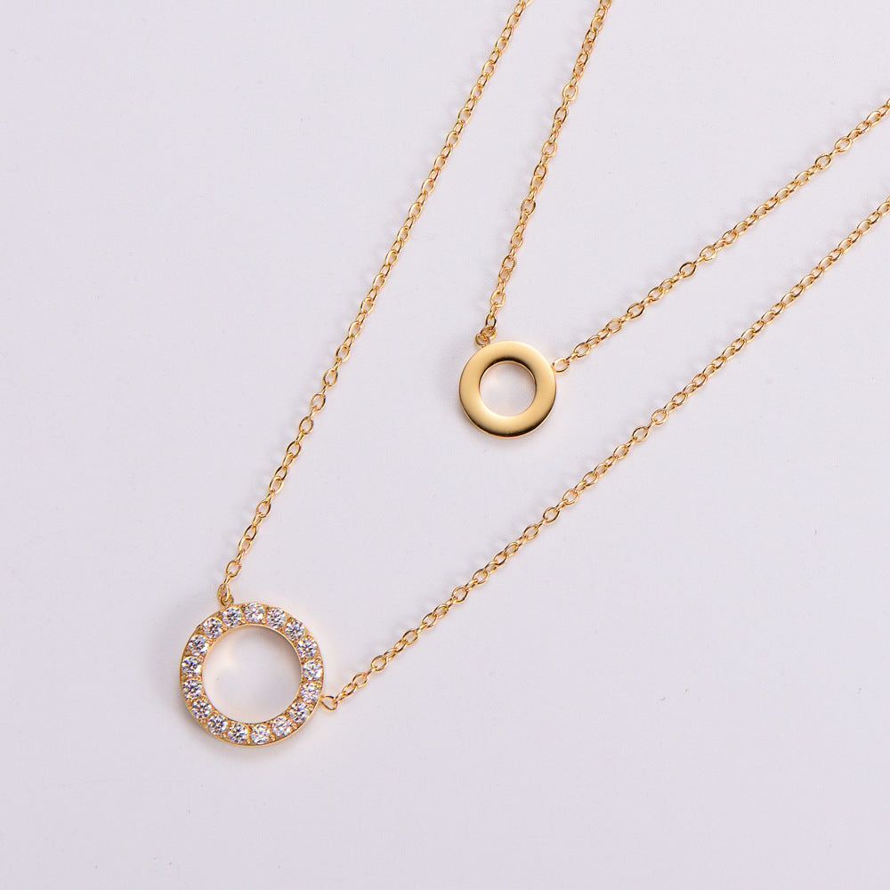 Anillo y Collar de Joyería con Zirconia Microincrustada Galvanizados en Oro de 18K para Mujer