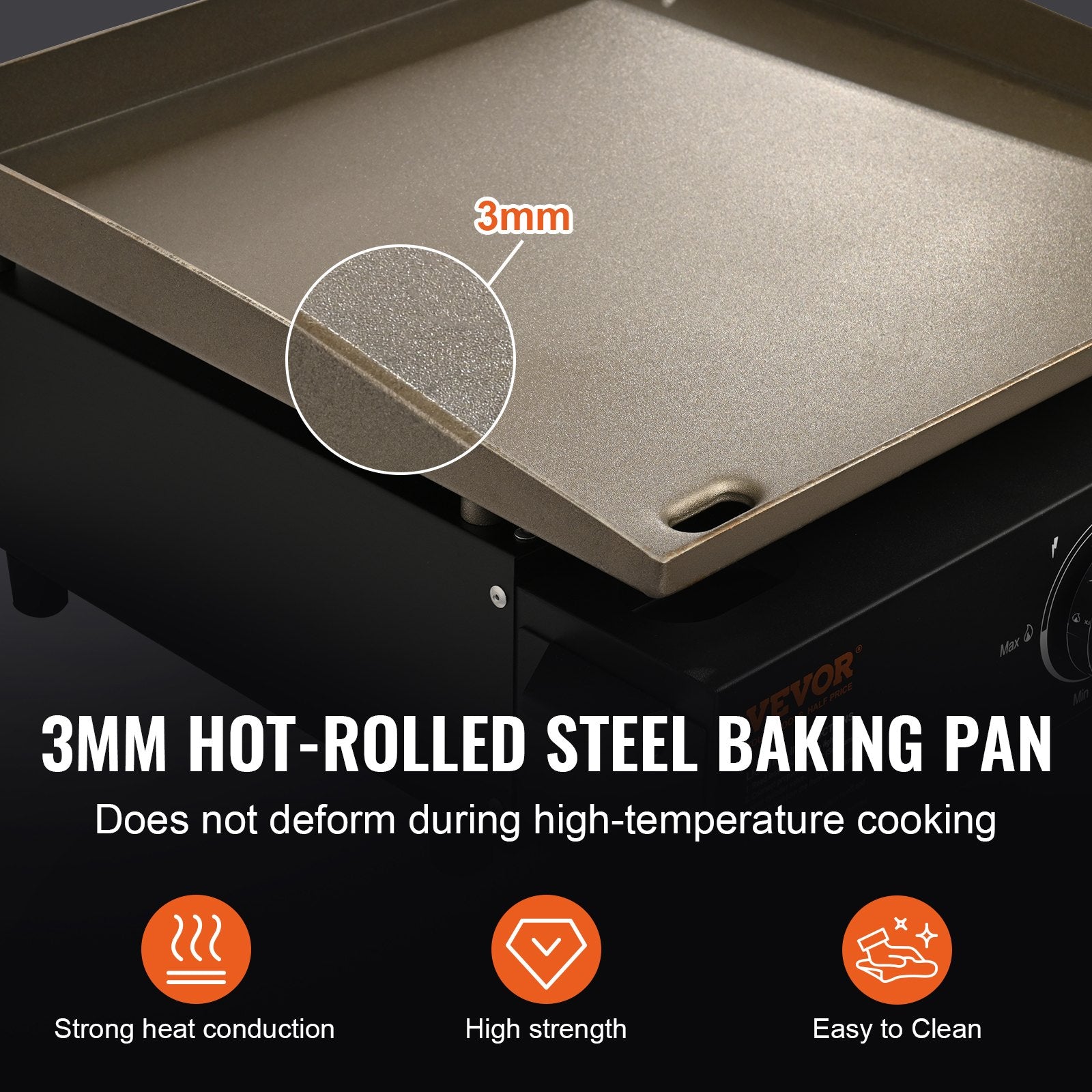 Plancha Comercial, Plancha Plana Manual de Alta Resistencia de 16.9"