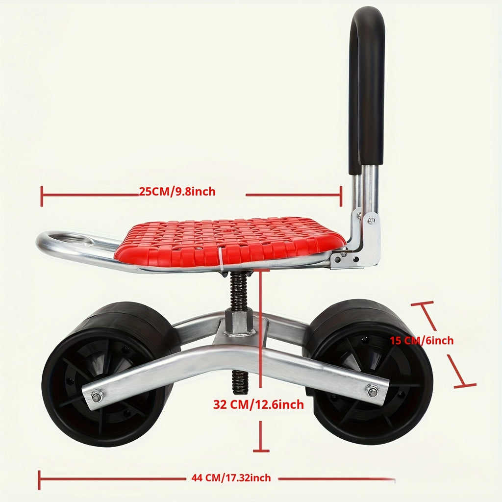 Garden Cart with Wheels Adjustable Swivel Seat-2