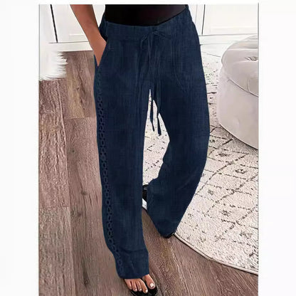 Pantalon décontracté type jean à lacets sur les côtés