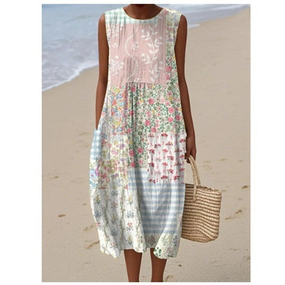 Robe à taille élastique imprimée pour femme tendance