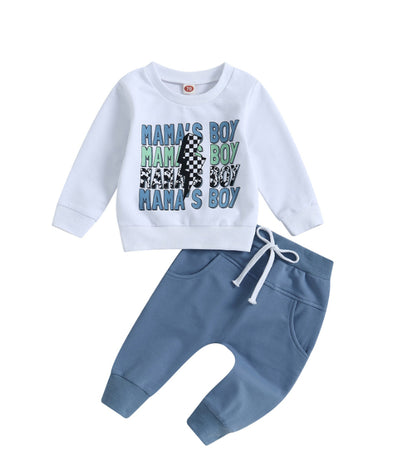 Ensemble pantalon et pull à manches longues à imprimé floral pour garçon