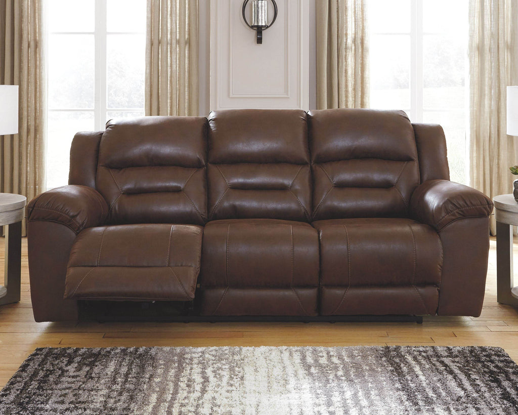 Stoneland - Reclining Sofa - Faux Leather - Chocolate-1