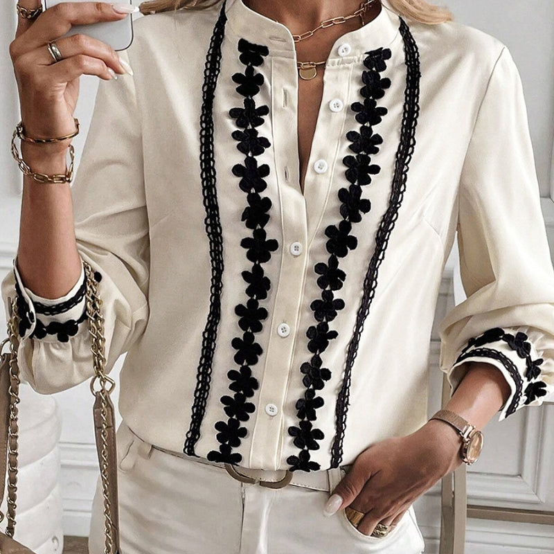 Chemise à manches longues à rangée unique et plusieurs boucles pour femme, style décontracté européen et américain
