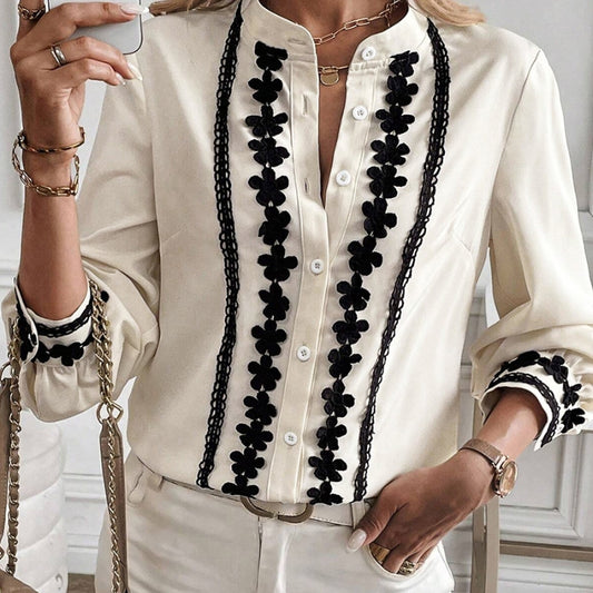 Chemise à manches longues à rangée unique et plusieurs boucles pour femme, style décontracté européen et américain