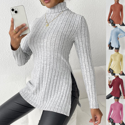 Suéter jersey de cuello alto para mujer