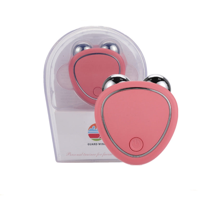 Instrumento portátil de belleza facial de microcorriente para levantar, adelgazar y reducir el edema con masajeador de doble rodillo