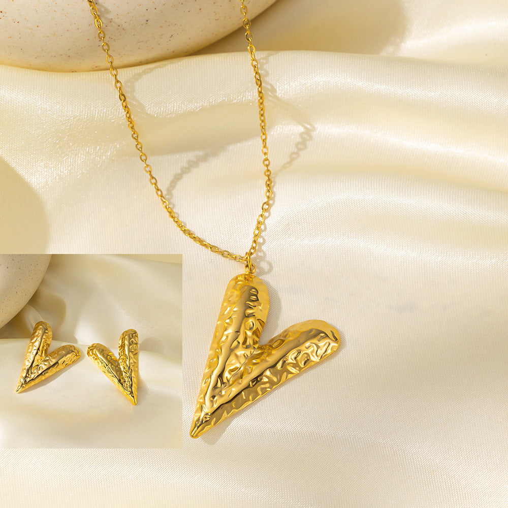 Juego de joyas de acero inoxidable para mujer: collar y pendientes