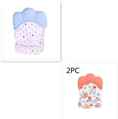 Anneau de dentition pour bébé, gants molaires en silicone anti-morsure, jouets sonores pour enfants