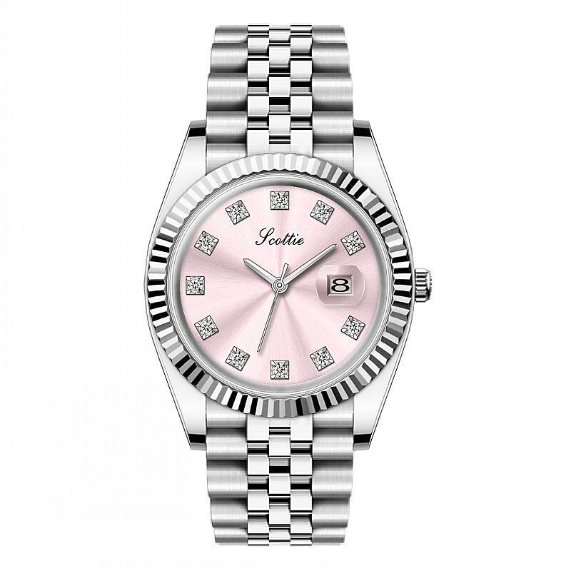 Montre femme simple et élégante en acier avec calendrier