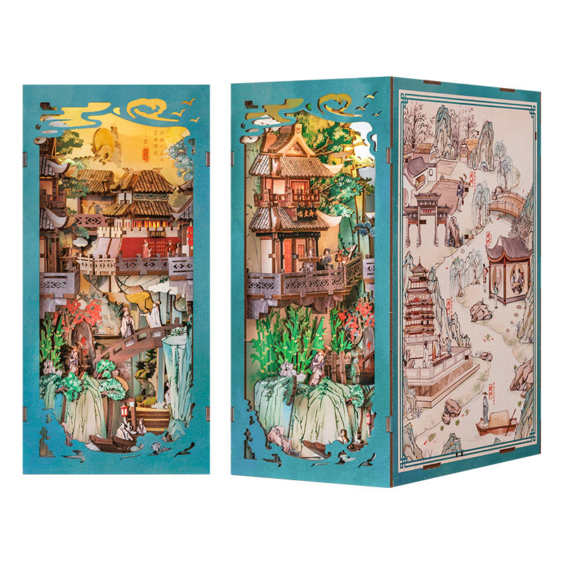 Dongpo Zhiyi Diy Support de livre stéréo 3D en bois à assembler soi-même Modèle de jouet de construction