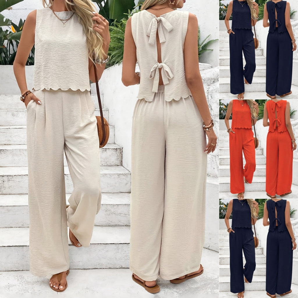 Ensemble Gilet Sans Manches Décontracté et Pantalon Décontracté, Haut Sans Manches et Pantalon Décontracté pour Femme – Vêtements d'Été pour Femme