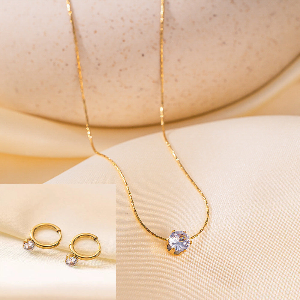 Juego de joyas de acero inoxidable para mujer: collar y pendientes