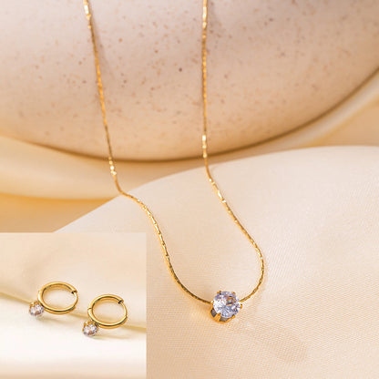 Boucles d'oreilles Collier en acier inoxydable Ensemble de bijoux pour femmes