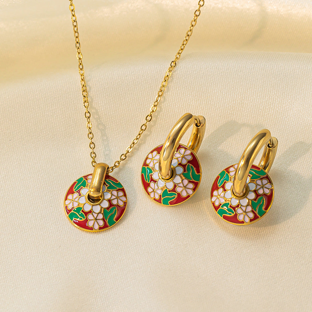 Juego de joyas de acero inoxidable para mujer: collar y pendientes