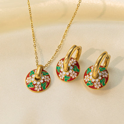 Boucles d'oreilles Collier en acier inoxydable Ensemble de bijoux pour femmes