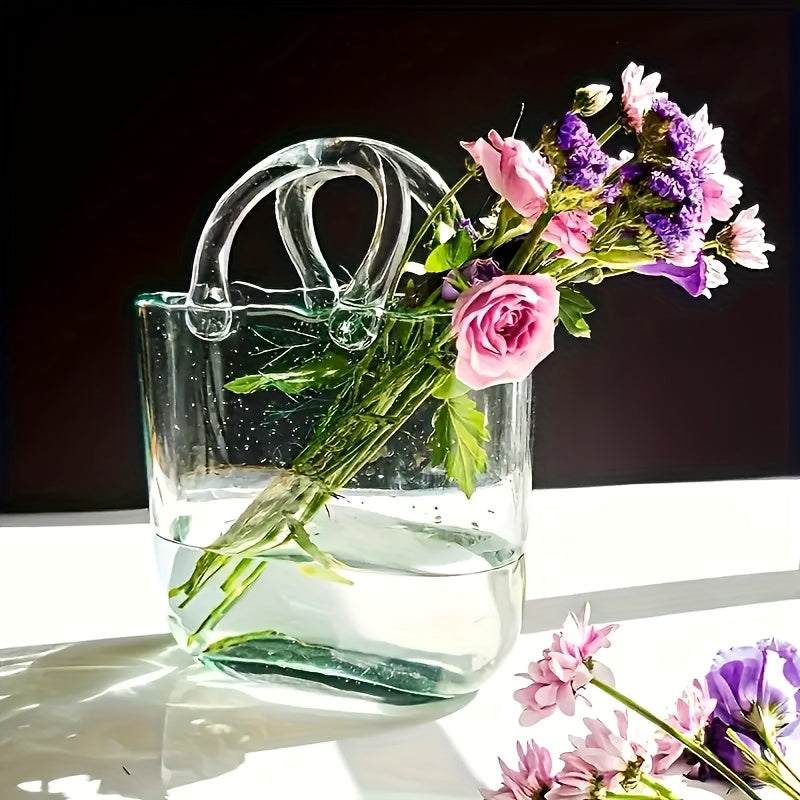 Nordic Style Handbag Glass Vase Fish Tank-1