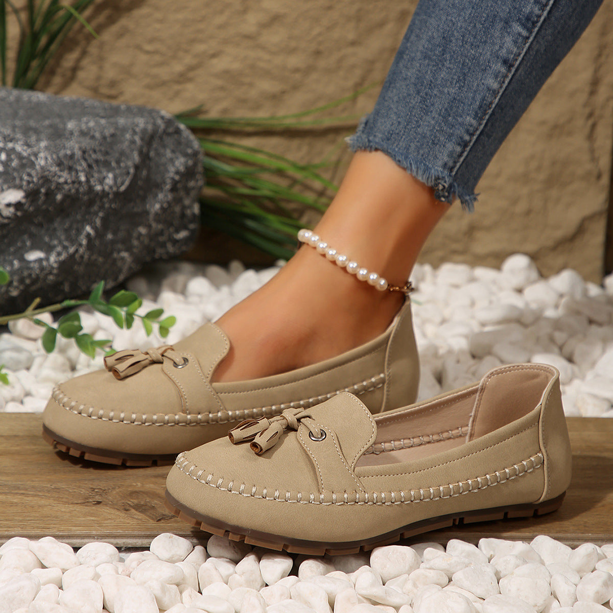 Mocassins ronds pour femmes Tendance Antidérapants Souples Confortables