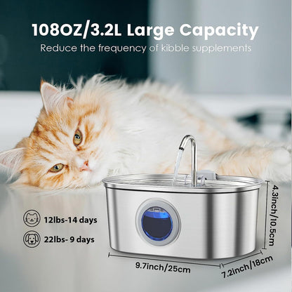 Bebedero de agua para mascotas de acero inoxidable