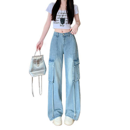 Pantalon droit flatteur pour la silhouette, longueur au sol, avec grandes poches, polyvalent et facile à styliser