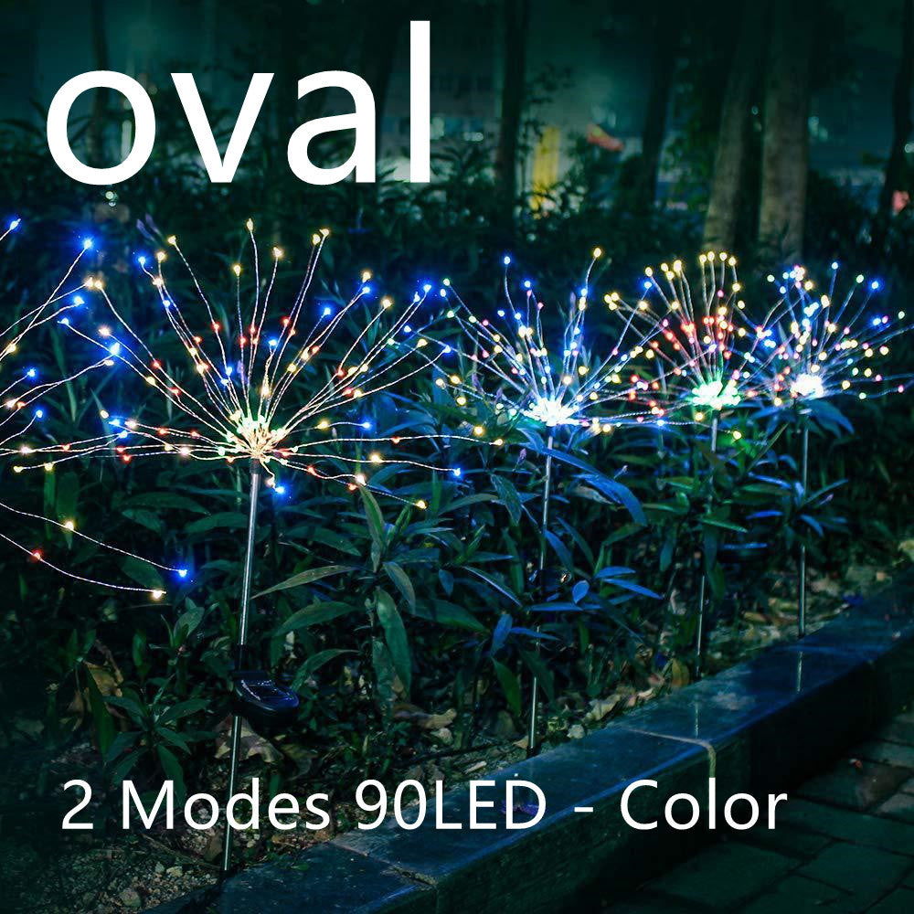Nueva Púa de Tierra Luz Solar Fuegos Artificiales Luz LED Cadena de Alambre de Cobre Decoración de Jardín Exterior Luces de Estrella Luces de Navidad