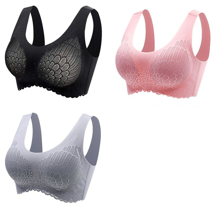 Soutien-gorge de sport en latex thaïlandais naturel 4.0 Angel Wings sans couture une pièce en dentelle pour femme sans armature