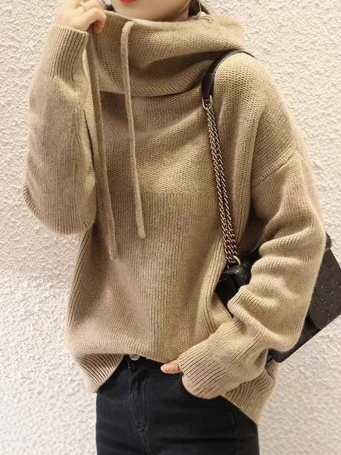 Pull épais décontracté pour femme, modèle polyvalent à manches longues, chaud pour l'automne et l'hiver