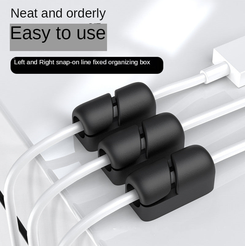 Sujetacables Organizador de Cables de Silicona Procesador USB Enrollador de Escritorio Clip de Gestión Ordenada Protector de Cables Enrollador