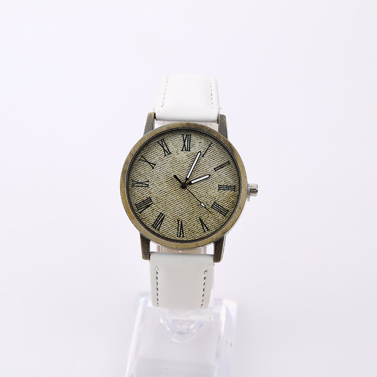 Montre à Quartz Femme en Jean Décontractée avec Ceinture