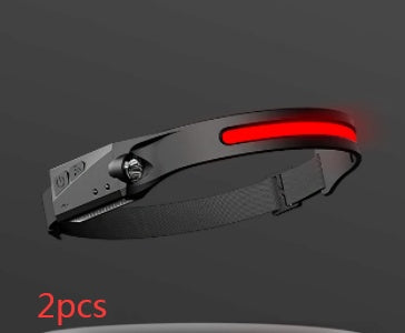 Linterna frontal de inducción LED COB, recargable por USB, resistente al agua, para camping, con todas las perspectivas, luz de caza